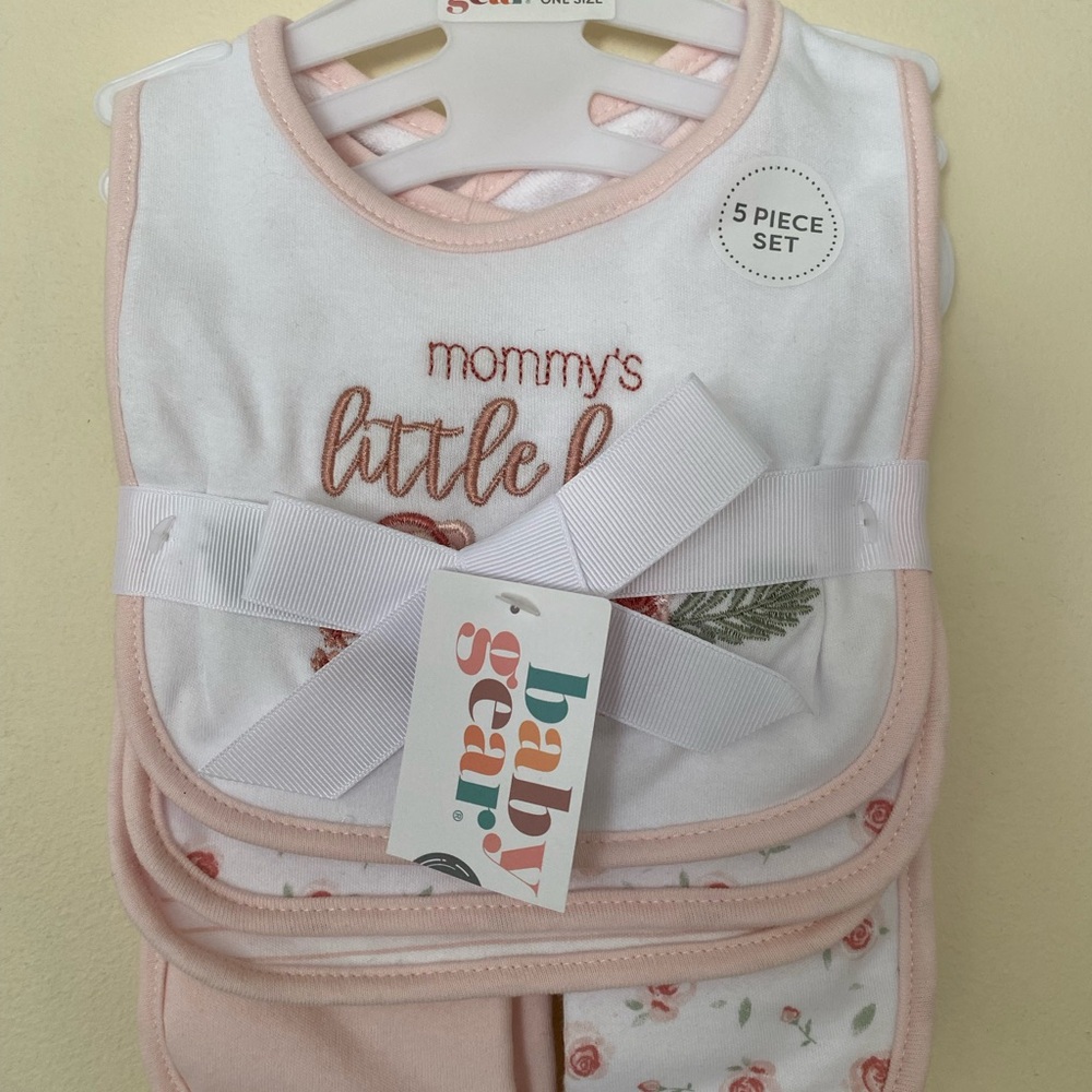 Baby Gear White and Pink Bib Set